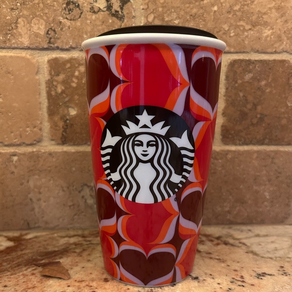 Starbucks Vibrant Hearts Ceramic Tumbler with Mermaid Logo 2019